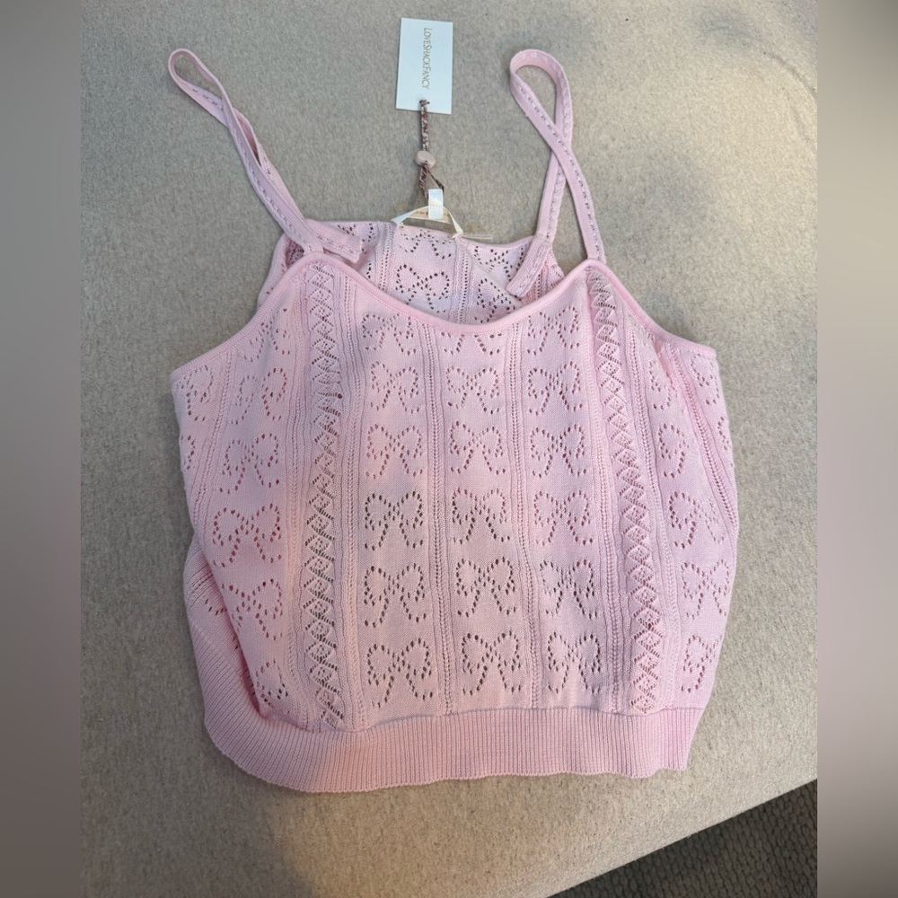 NEW WITH TAGS LOVESHACKFANCY PINK TOP POINTELLE TOP